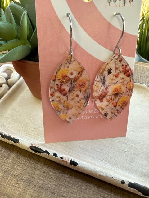 Fall Floral Scattered Print Dangle Earrings